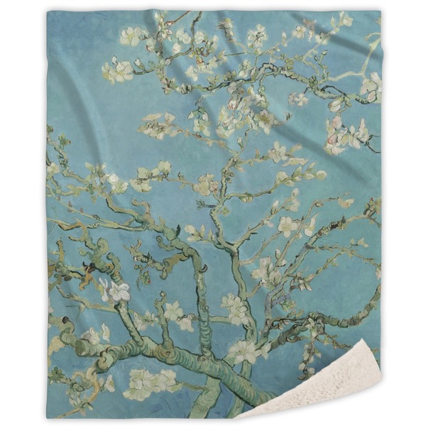 Custom Almond Blossoms (Van Gogh) Sherpa Throw Blanket - 60"x80"