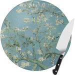 Almond Blossoms (Van Gogh) Round Glass Cutting Board - Small