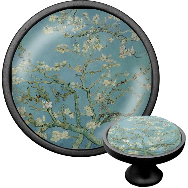 Custom Almond Blossoms (Van Gogh) Cabinet Knob (Black)