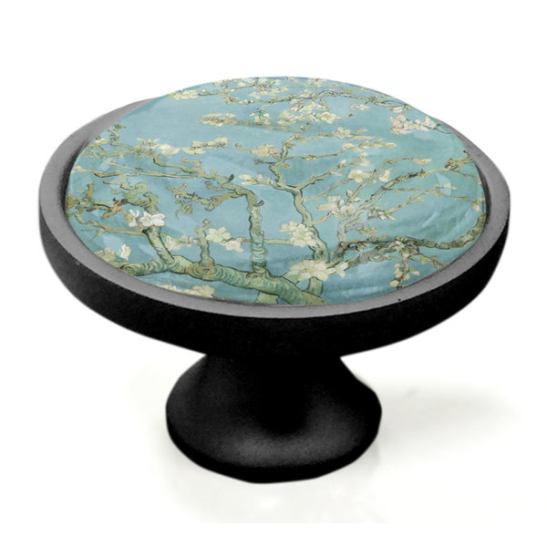 Apple Blossoms (Van Gogh) Black Custom Cabinet Knob (Side)