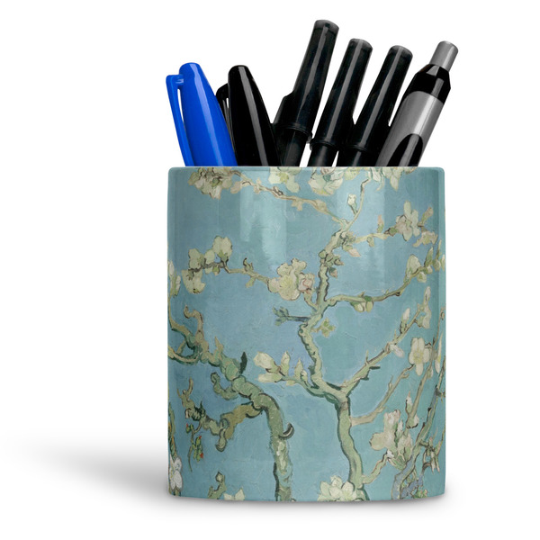 Custom Almond Blossoms (Van Gogh) Ceramic Pen Holder