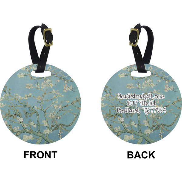 Apple Blossoms (Van Gogh) Circle Luggage Tag (Front + Back)