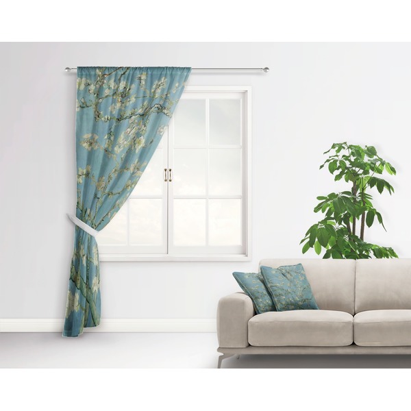 Apple Blossoms (Van Gogh) Curtain With Window and Rod - in Room Matching Pillow