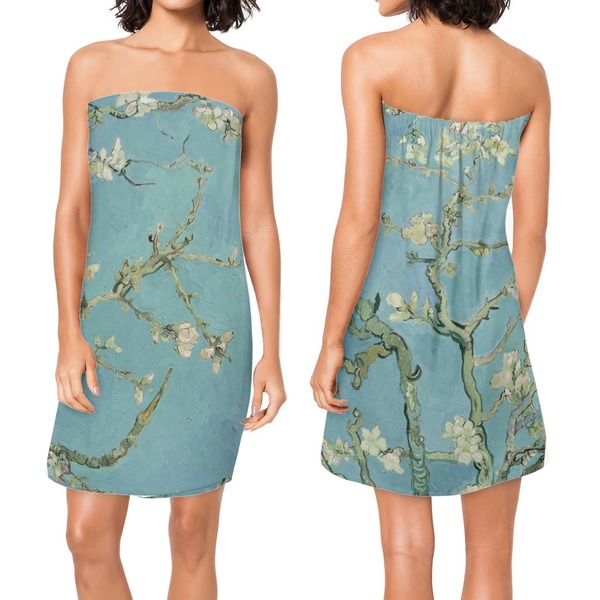 Apple Blossoms (Van Gogh) Custom Bath Wrap - Front & Back View