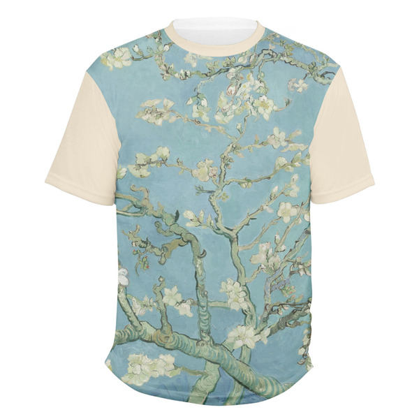 Custom Almond Blossoms (Van Gogh) Men's Crew T-Shirt - X Large