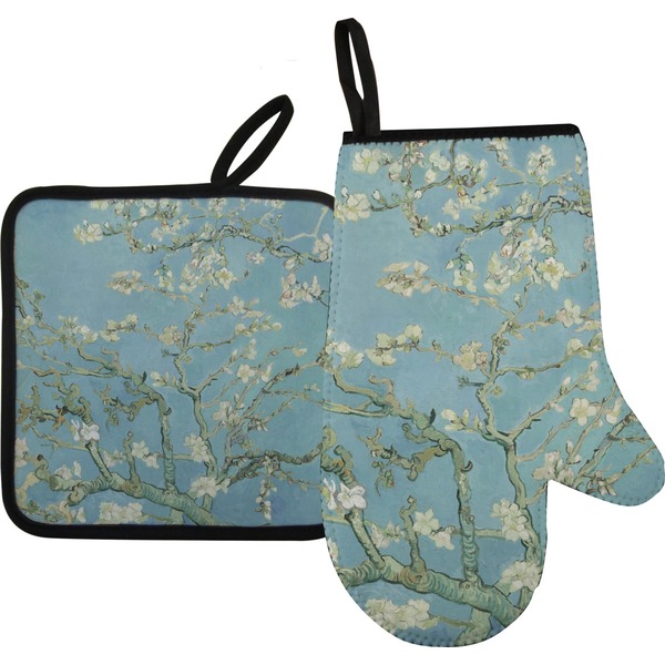 Custom Almond Blossoms (Van Gogh) Right Oven Mitt & Pot Holder Set