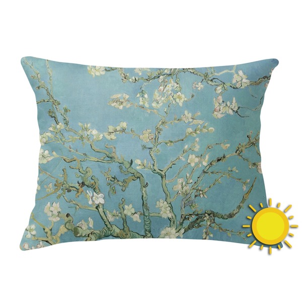 Custom Almond Blossoms (Van Gogh) Outdoor Throw Pillow (Rectangular)