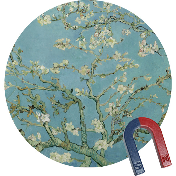 Custom Almond Blossoms (Van Gogh) Round Fridge Magnet