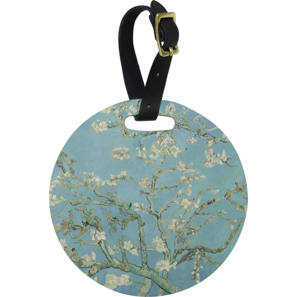 Custom Almond Blossoms (Van Gogh) Plastic Luggage Tag - Round