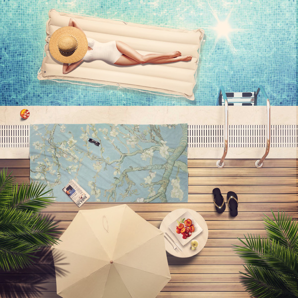 Apple Blossoms (Van Gogh) Pool Towel Lifestyle
