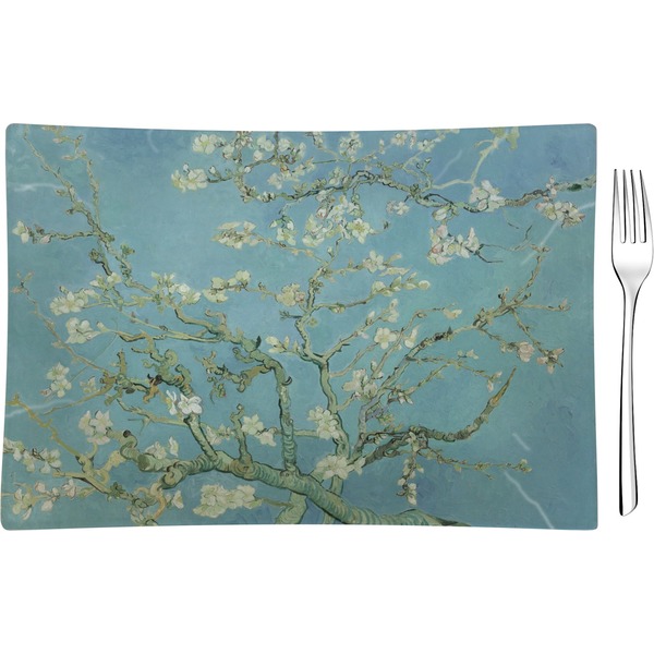 Custom Almond Blossoms (Van Gogh) Rectangular Glass Appetizer / Dessert Plate - Single or Set