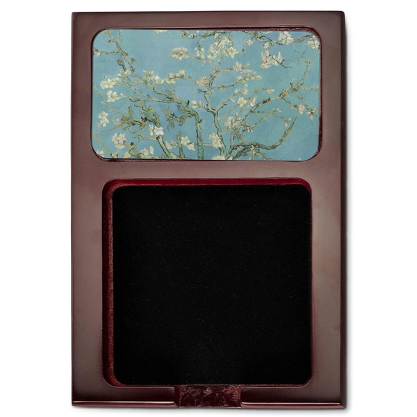 Apple Blossoms (Van Gogh) Red Mahogany Sticky Note Holder - Flat