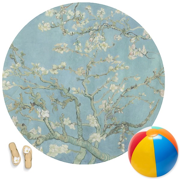 Custom Almond Blossoms (Van Gogh) Round Beach Towel