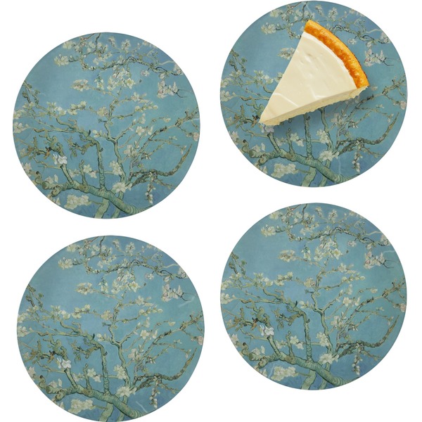 Custom Almond Blossoms (Van Gogh) Set of 4 Glass Appetizer / Dessert Plate 8"
