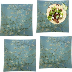 Almond Blossoms (Van Gogh) Set of 4 Glass Square Lunch / Dinner Plate 9.5"