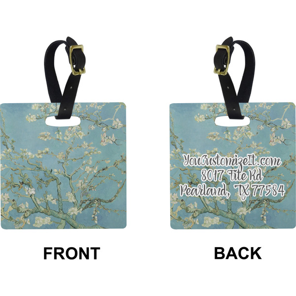 Apple Blossoms (Van Gogh) Square Luggage Tag (Front + Back)