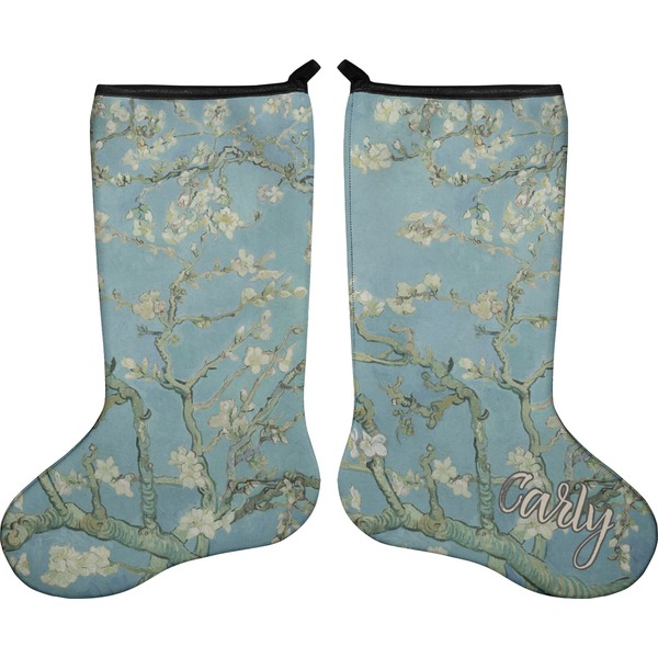 Custom Almond Blossoms (Van Gogh) Holiday Stocking - Double-Sided - Neoprene