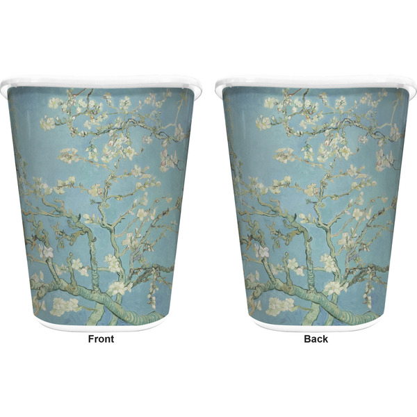 Apple Blossoms (Van Gogh) Trash Can White - Front and Back - Apvl