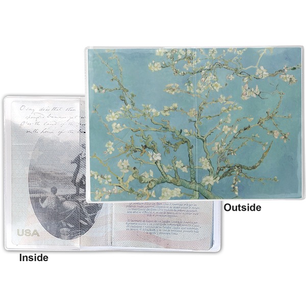 Apple Blossoms (Van Gogh) Vinyl Passport Holder - Flat Front and Back