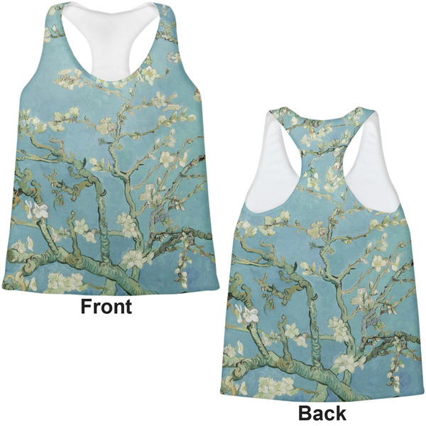 Apple Blossoms (Van Gogh) Womens Racerback Tank Tops - Medium - Front and Back