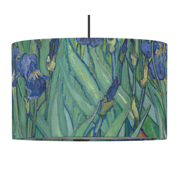 Custom Irises (Van Gogh) 12" Drum Pendant Lamp - Fabric