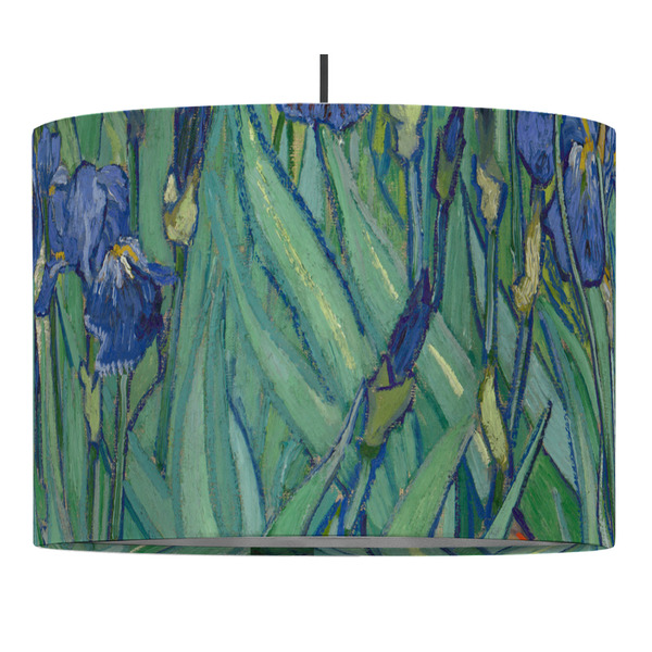 Custom Irises (Van Gogh) 16" Drum Pendant Lamp - Fabric