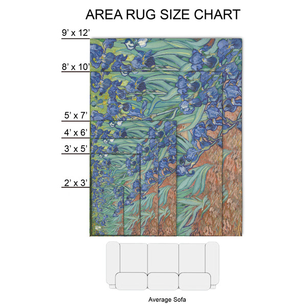 Irises (Van Gogh) 2'x3' Indoor Area Rugs - Size Chart