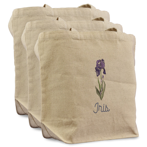 Custom Irises (Van Gogh) Reusable Cotton Grocery Bags - Set of 3