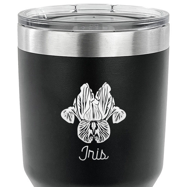 Irises (Van Gogh) 30 oz Stainless Steel Ringneck Tumbler - Black - CLOSE UP