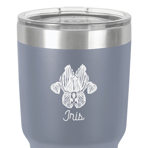 Irises (Van Gogh) 30 oz Stainless Steel Ringneck Tumbler - Grey - Close Up