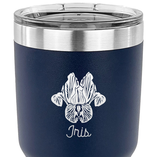 Irises (Van Gogh) 30 oz Stainless Steel Ringneck Tumbler - Navy - CLOSE UP