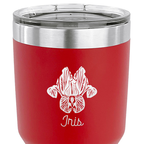 Irises (Van Gogh) 30 oz Stainless Steel Ringneck Tumbler - Red - CLOSE UP
