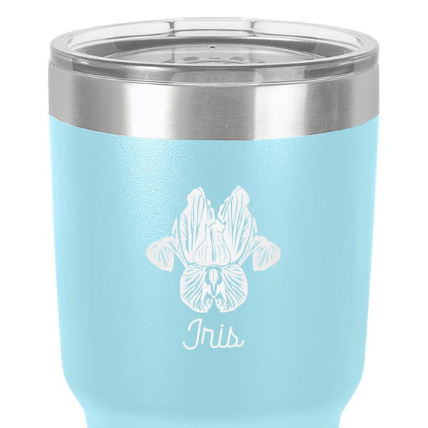 Irises (Van Gogh) 30 oz Stainless Steel Ringneck Tumbler - Teal - Close Up