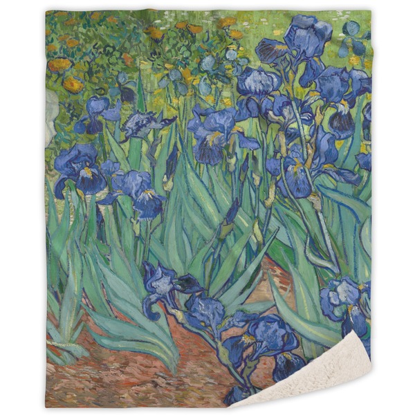 Custom Irises (Van Gogh) Sherpa Throw Blanket - 60"x80"