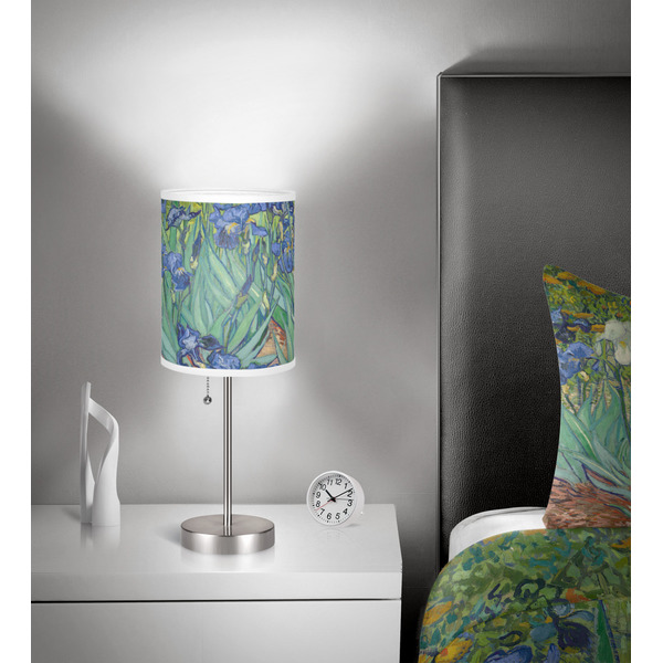 Irises (Van Gogh) 7 inch drum lamp shade - in room