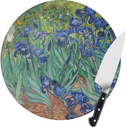 Irises (Van Gogh) Round Glass Cutting Board - Small