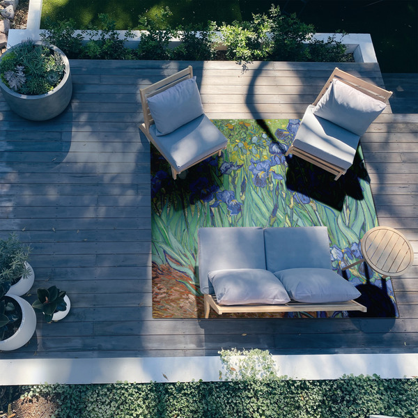 Irises (Van Gogh) 8'x10' Patio Rug - In context
