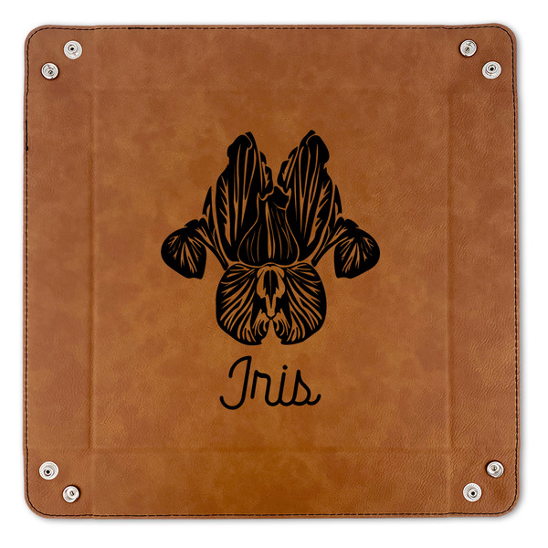 Irises (Van Gogh) 9" x 9" Leatherette Snap Up Tray - APPROVAL (FLAT)