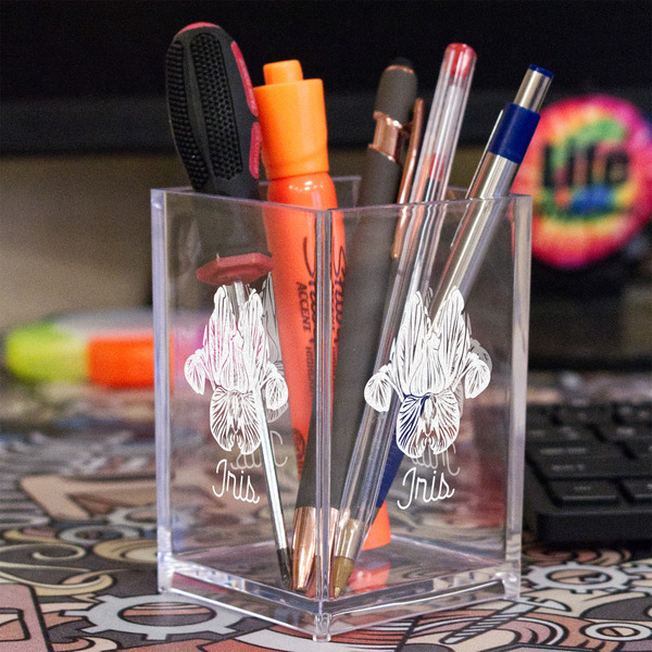Irises (Van Gogh) Acrylic Pen Holder - In Context