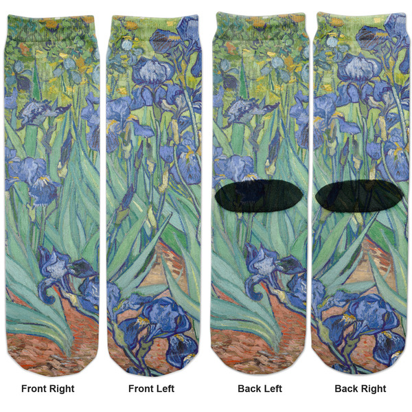 Irises (Van Gogh) Adult Crew Socks - Double Pair - Front and Back - Apvl