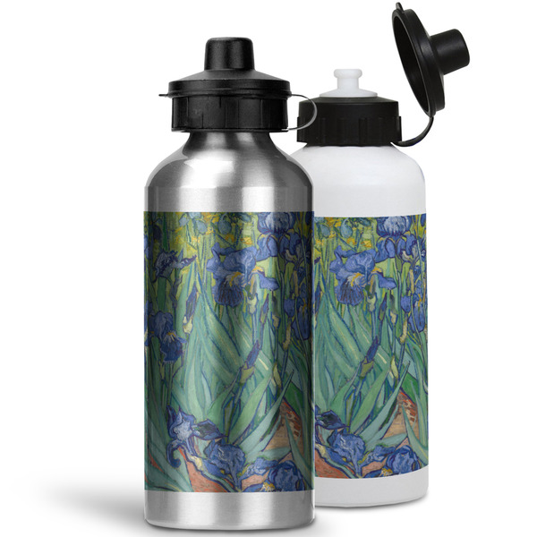 Irises (Van Gogh) Aluminum Water Bottles - MAIN (white &silver)