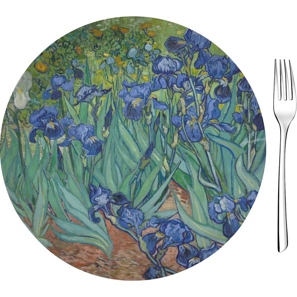 Custom Irises (Van Gogh) Glass Appetizer / Dessert Plate 8"