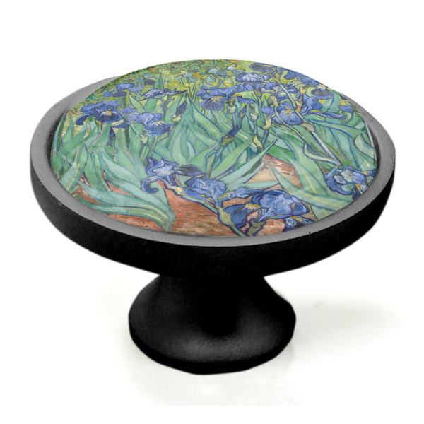 Irises (Van Gogh) Black Custom Cabinet Knob (Side)