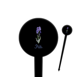 Irises (Van Gogh) 4" Round Plastic Food Picks - Black - Single Sided