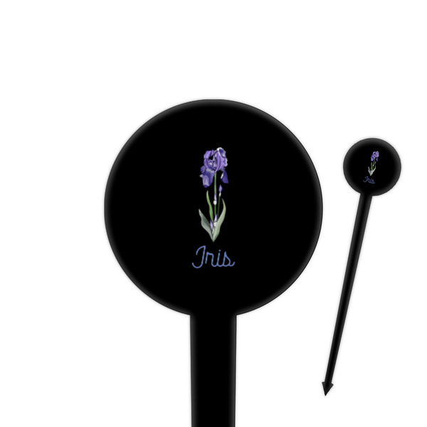 Custom Irises (Van Gogh) 4" Round Plastic Food Picks - Black - Double Sided