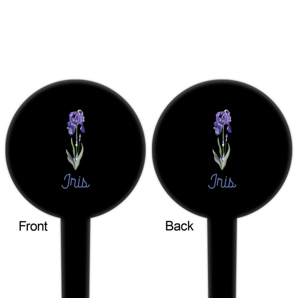 Irises (Van Gogh) Black Plastic 4" Food Pick - Round - Double Sided - Front & Back