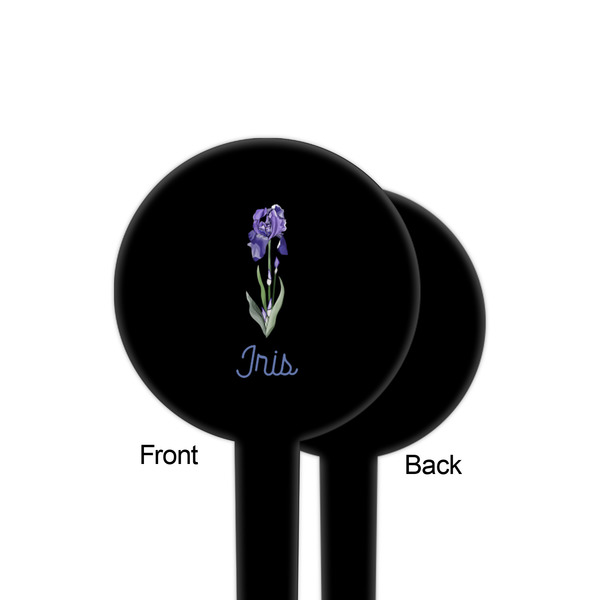 Irises (Van Gogh) Black Plastic 4" Food Pick - Round - Single Sided - Front & Back
