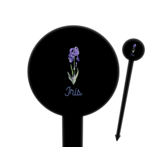 Custom Irises (Van Gogh) 6" Round Plastic Food Picks - Black - Single Sided