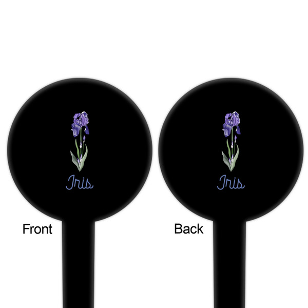 Irises (Van Gogh) Black Plastic 6" Food Pick - Round - Double Sided - Front & Back