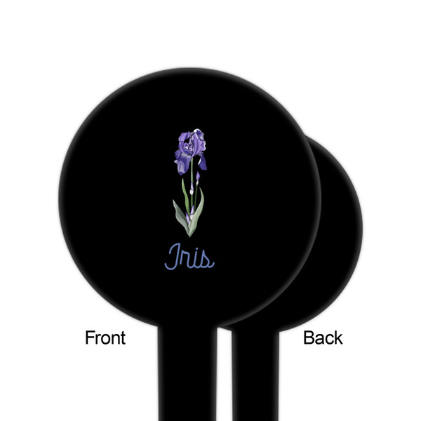 Irises (Van Gogh) Black Plastic 6" Food Pick - Round - Single Sided - Front & Back